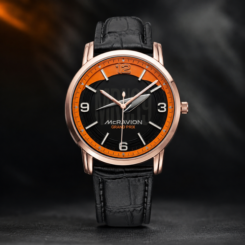 Joventra McRavion Grand Prix Racing Unisex Leather Watch — Golden