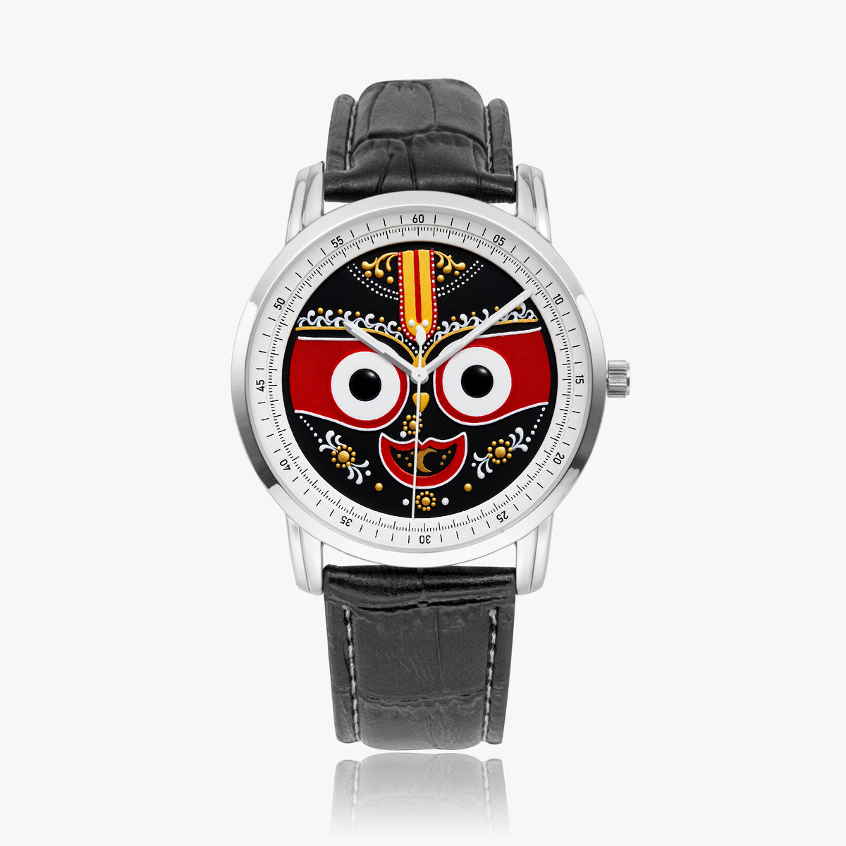 Lord Jagannath Purushottam Divine Heritage Watch by Joventra - 304 stainless steel case with leather strap, detail photo 7 of 13