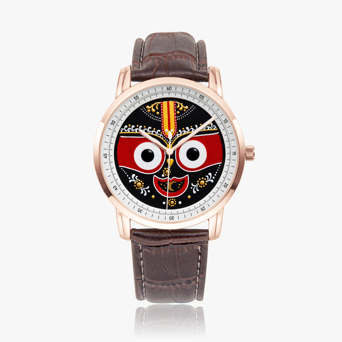 Lord Jagannath Purushottam Divine Heritage Watch by Joventra - 304 stainless steel case with leather strap, detail photo 2 of 13