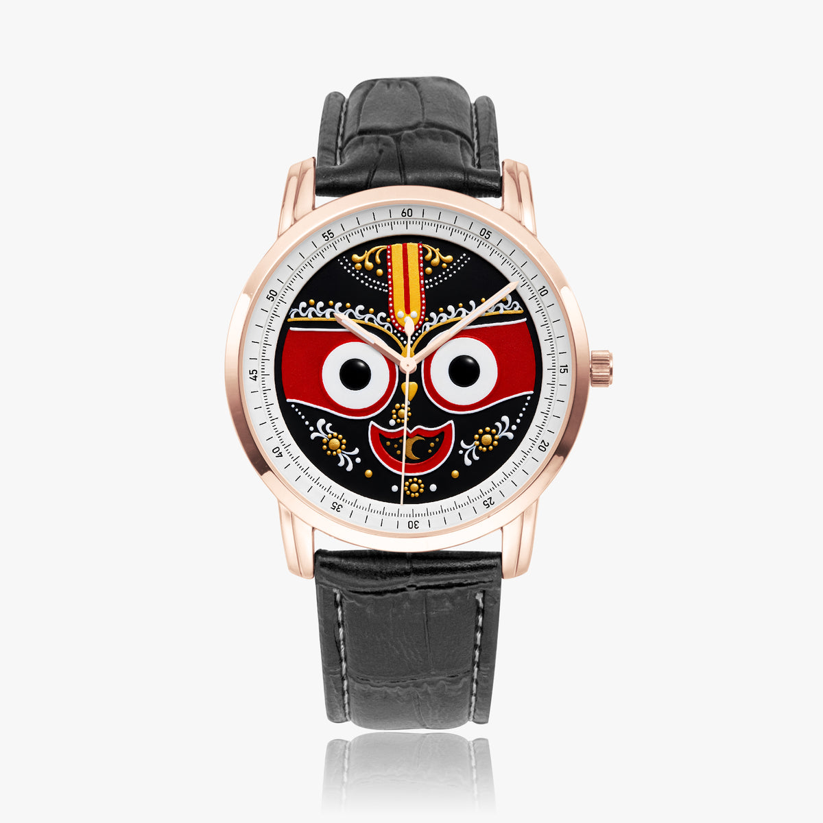 Lord Jagannath Purushottam Divine Heritage Watch by Joventra - 304 stainless steel case with leather strap, detail photo 8 of 13