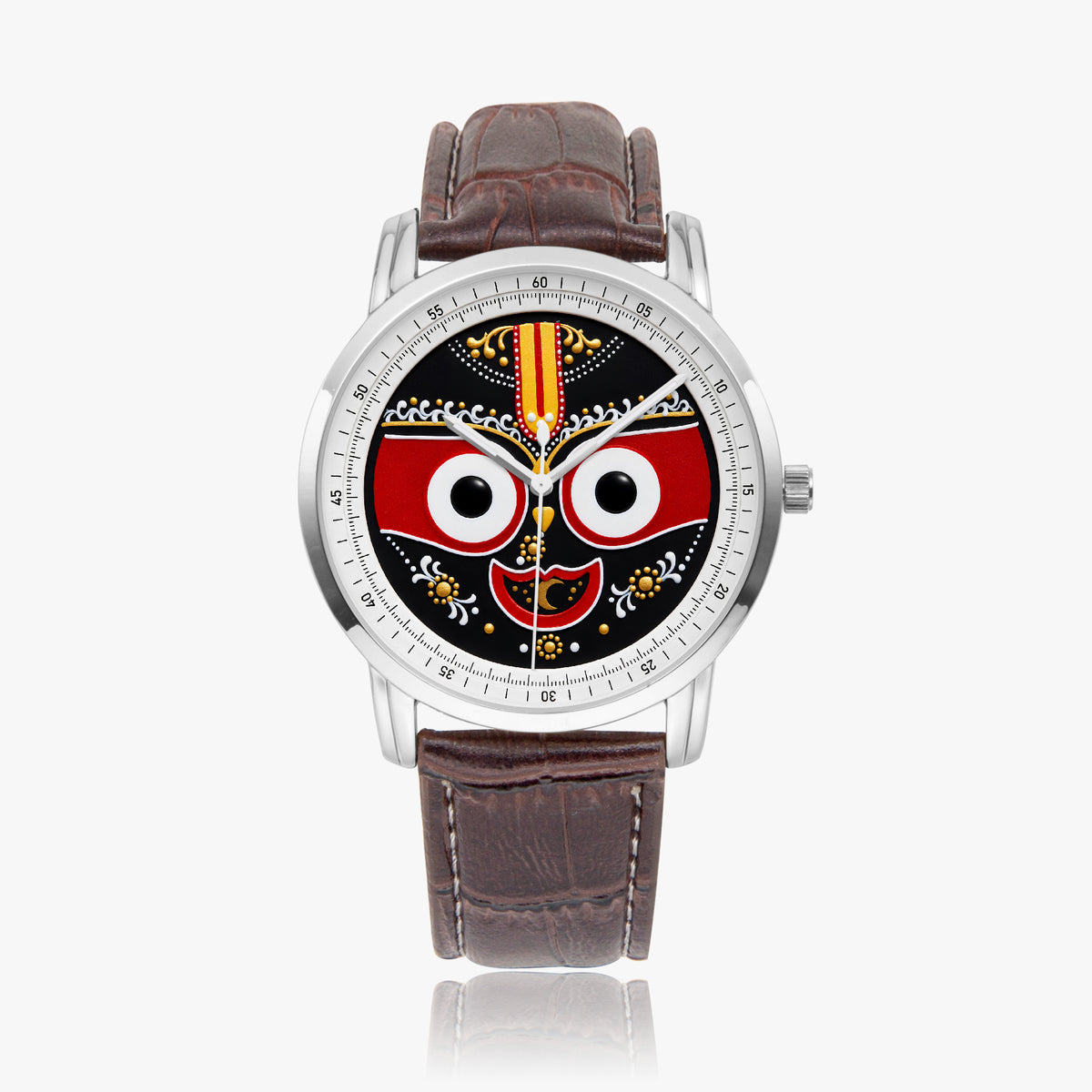 Lord Jagannath Purushottam Divine Heritage Watch by Joventra - 304 stainless steel case with leather strap, detail photo 11 of 13