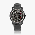 Joventra Monaco Apex F1 Racing Watch – Black case with black leather strap, 43mm