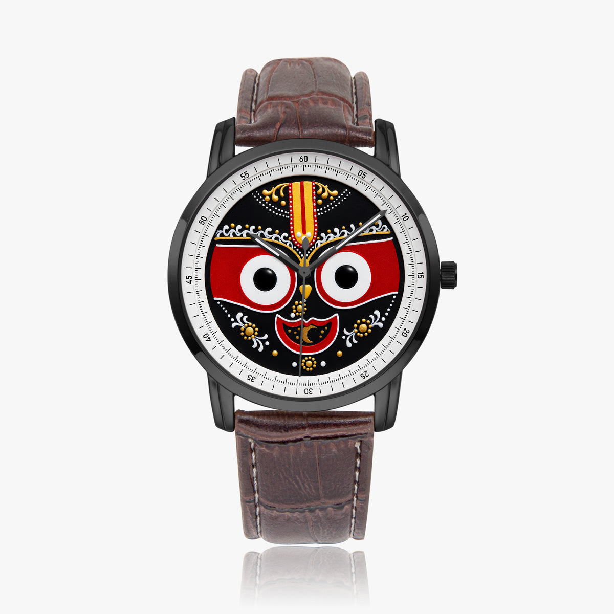 Lord Jagannath Purushottam Divine Heritage Watch by Joventra - 304 stainless steel case with leather strap, detail photo 3 of 13