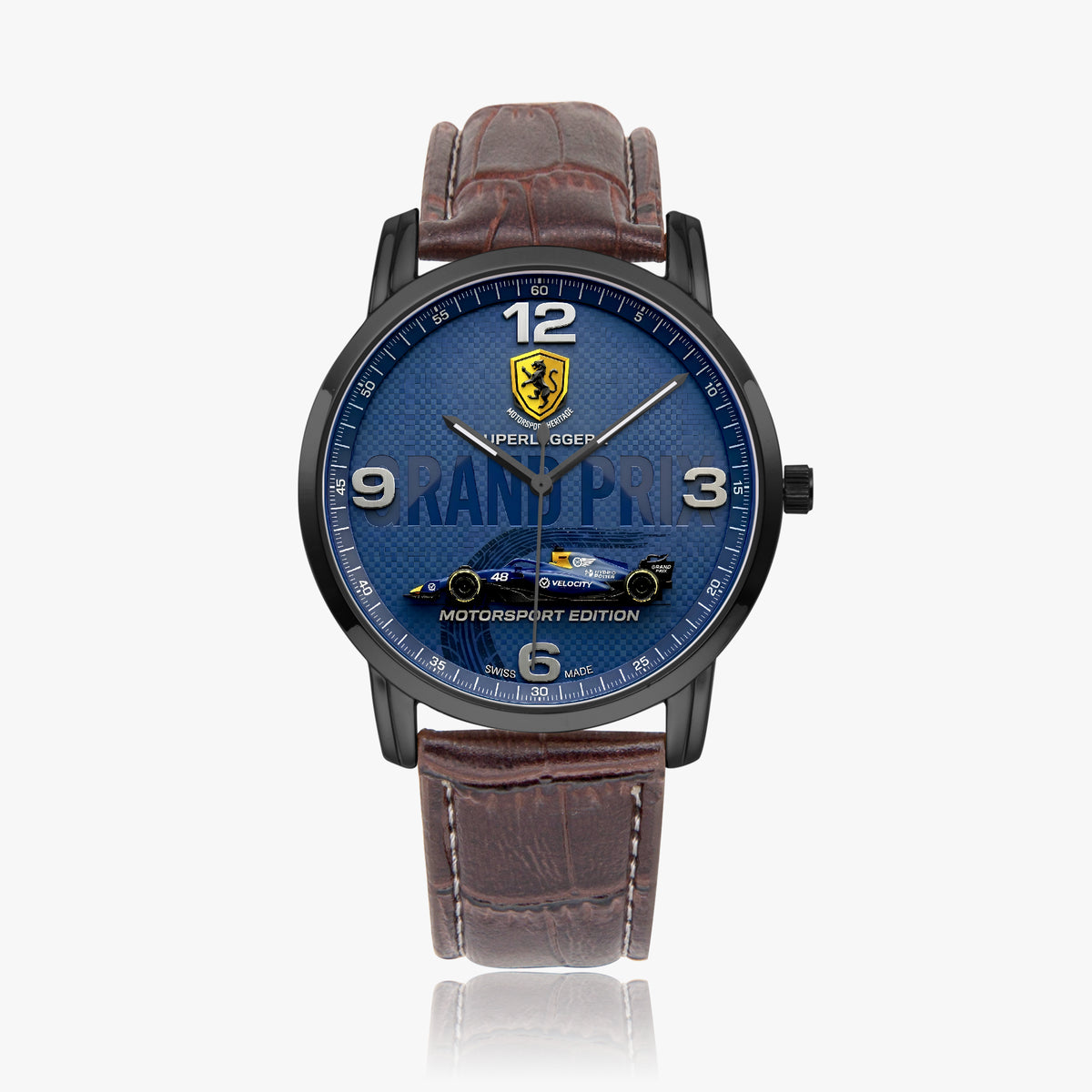 Joventra Grand Prix Superleggera leather watch — studio product photo