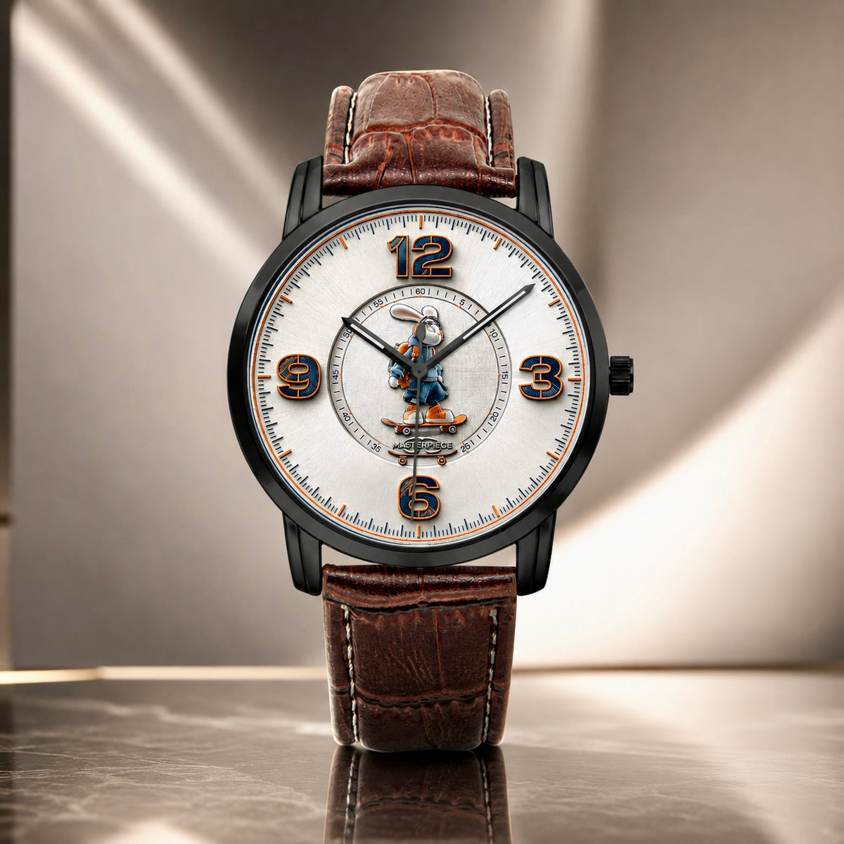 Hypebeast Skater Rabbit Pop Art Watch - leather strap and buckle detail