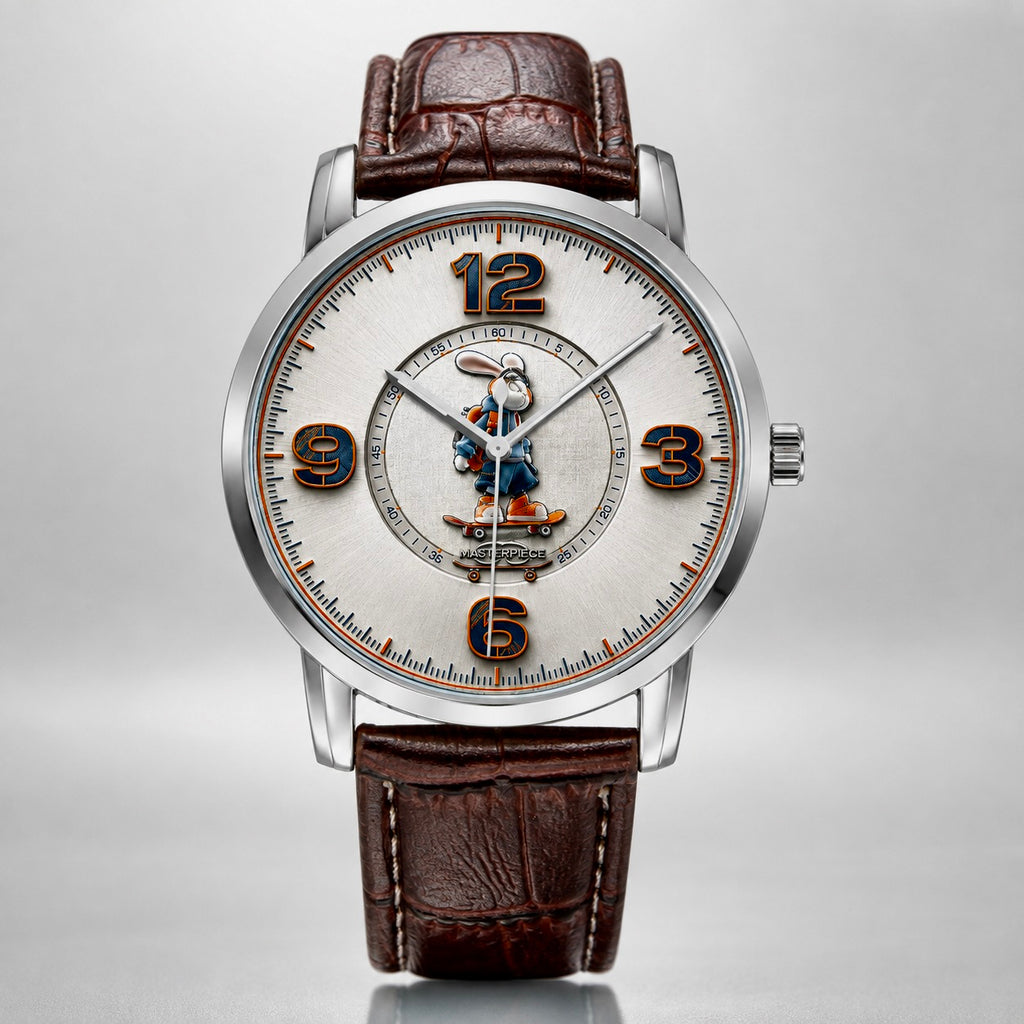 Hypebeast Skater Rabbit Pop Art Watch - Silver finish streetwear cartoon watch