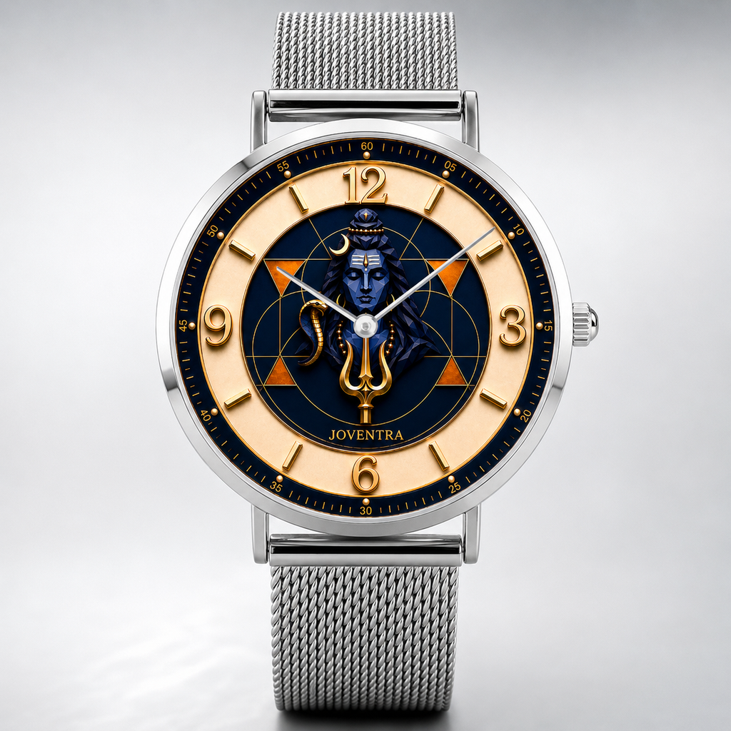 Lord Shiva (Mahadev) Divine Geometry Watch - side profile showing the ultra-thin stainless steel case
