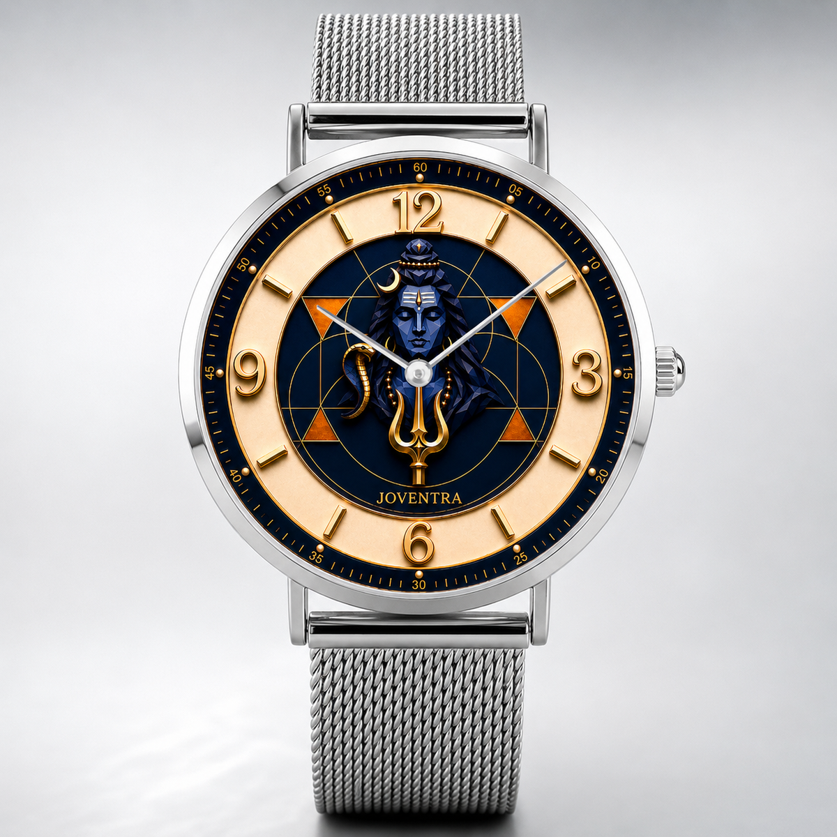 Lord Shiva (Mahadev) Divine Geometry Watch - side profile showing the ultra-thin stainless steel case