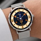 Lord Shiva (Mahadev) Divine Geometry Watch - close-up of the sacred geometry Trishul dial motif