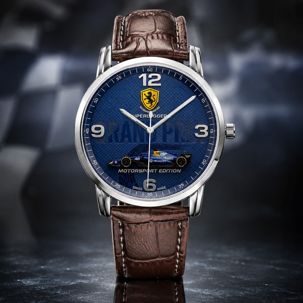 Joventra Grand Prix Superleggera leather watch — lifestyle photo