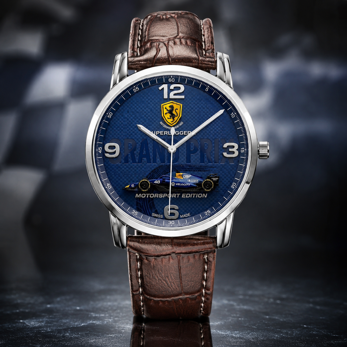 Joventra Grand Prix Superleggera leather watch — lifestyle photo