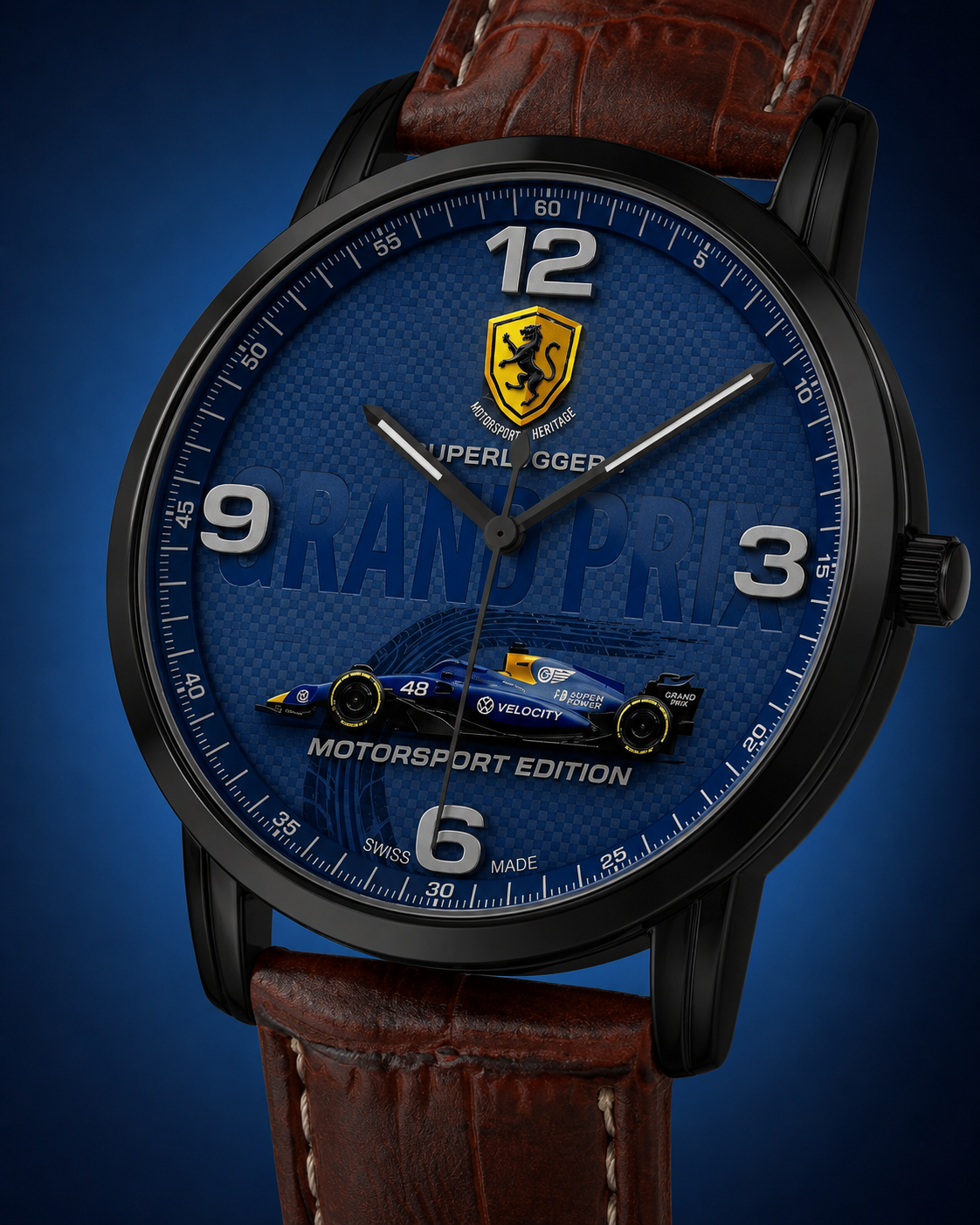 Joventra Grand Prix Superleggera leather watch — product photo, alternate view