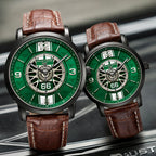 Joventra Classic Muscle GT Racing Green leather watch — lifestyle photo
