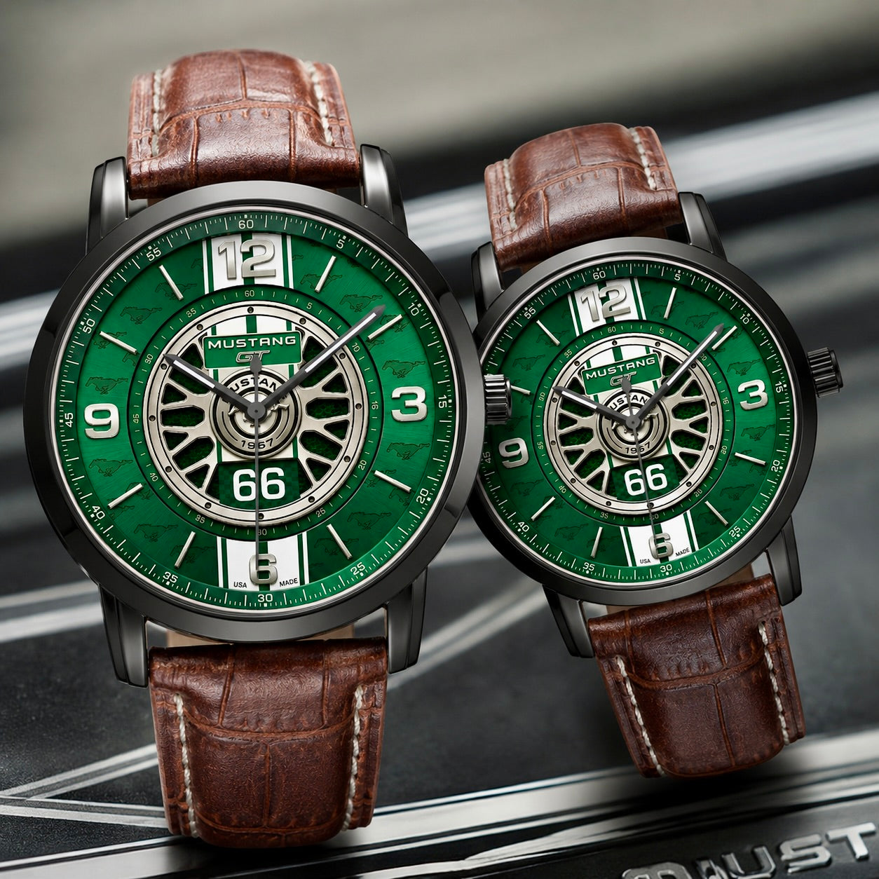 Classic Muscle GT Racing Green Unisex Leather Joventra Watch