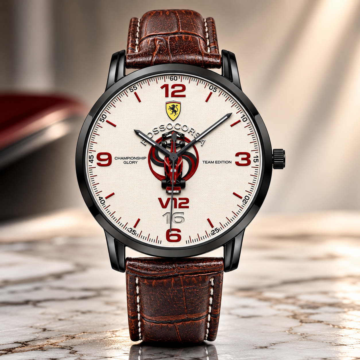 Rosso Corsa V12 Grand Prix Racing Unisex Leather Joventra Watch