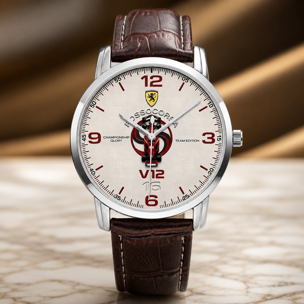 Rosso Corsa V12 Grand Prix Racing Unisex Leather Joventra Watch