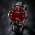 Joventra Classic Textured Crimson Red Unisex Leather Watch