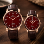 Joventra Classic Textured Crimson Red Unisex Leather Watch