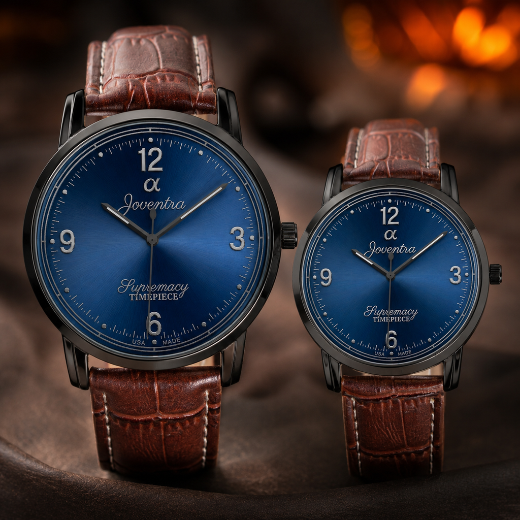 Joventra Supremacy Alpha Sunburst Blue Unisex Leather Watch