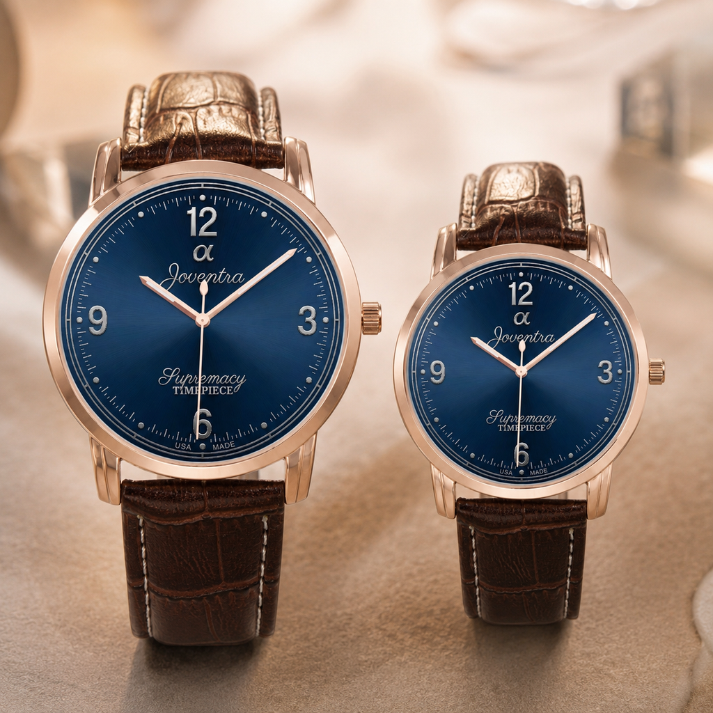 Joventra Supremacy Alpha Sunburst Blue Unisex Leather Watch