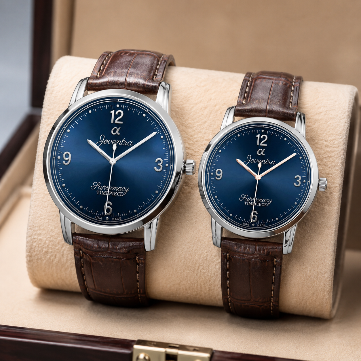 Joventra Supremacy Alpha Sunburst Blue Unisex Leather Watch