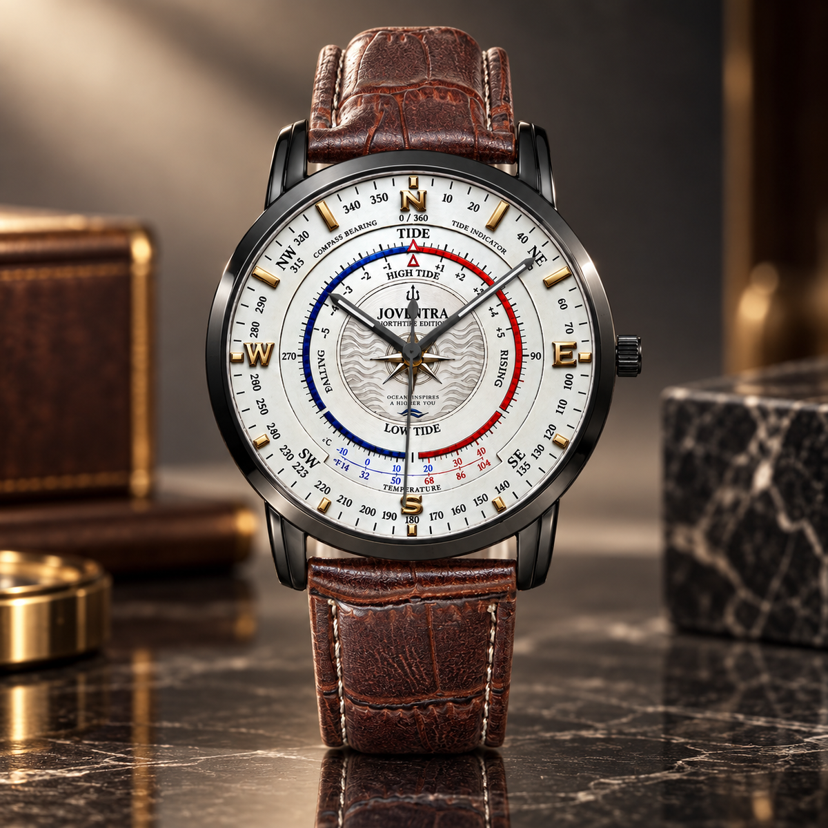 Mariner Northtide Navigator Compass & Tide Indicator Watch by Joventra - case back view