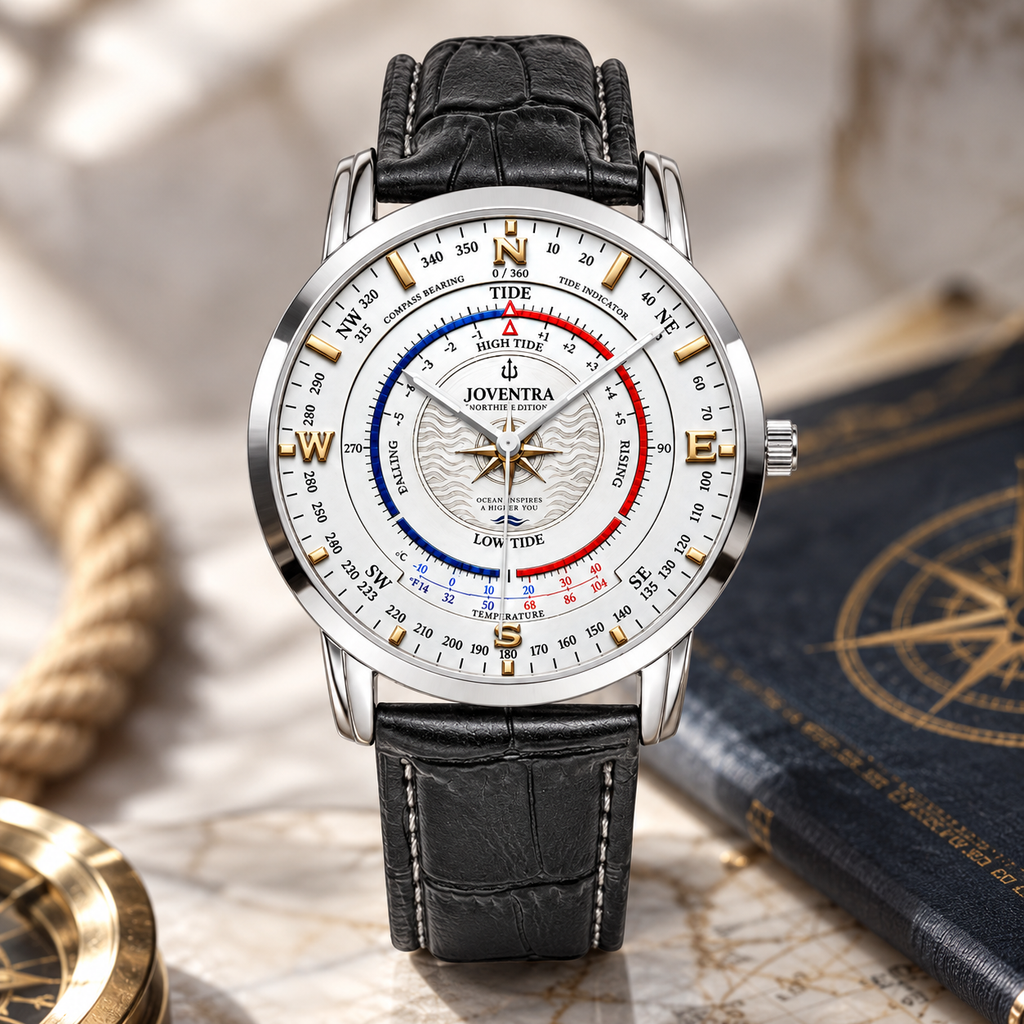 Mariner Northtide Navigator Compass & Tide Indicator Watch by Joventra - worn on wrist