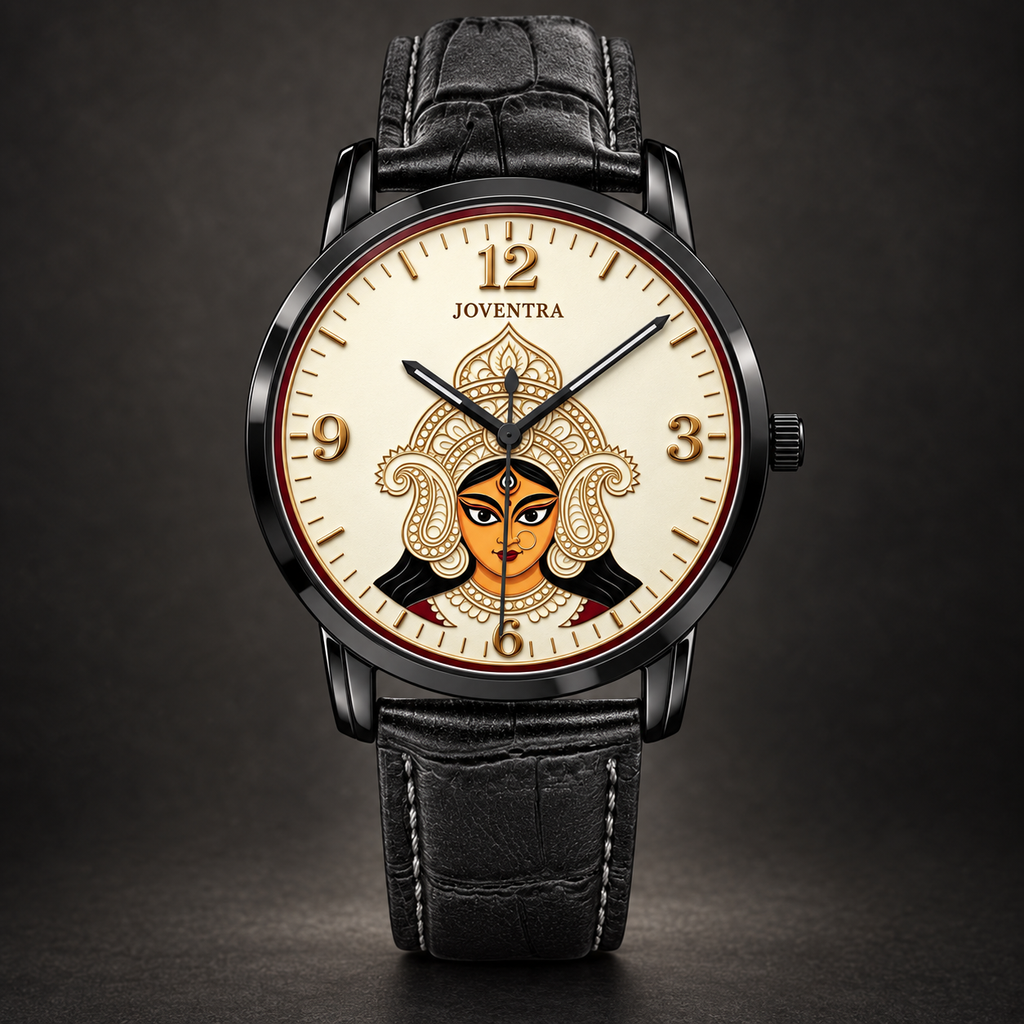 Goddess Durga Maa Navratri Special Watch by Joventra — SEIKO quartz wristwatch with Durga face-art dial and leather strap — photo 9