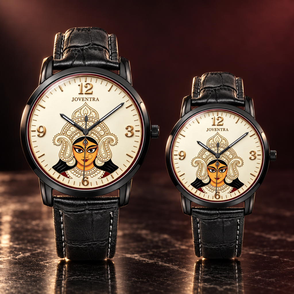 Goddess Durga Maa Navratri Special Watch by Joventra — SEIKO quartz wristwatch with Durga face-art dial and leather strap — photo 12