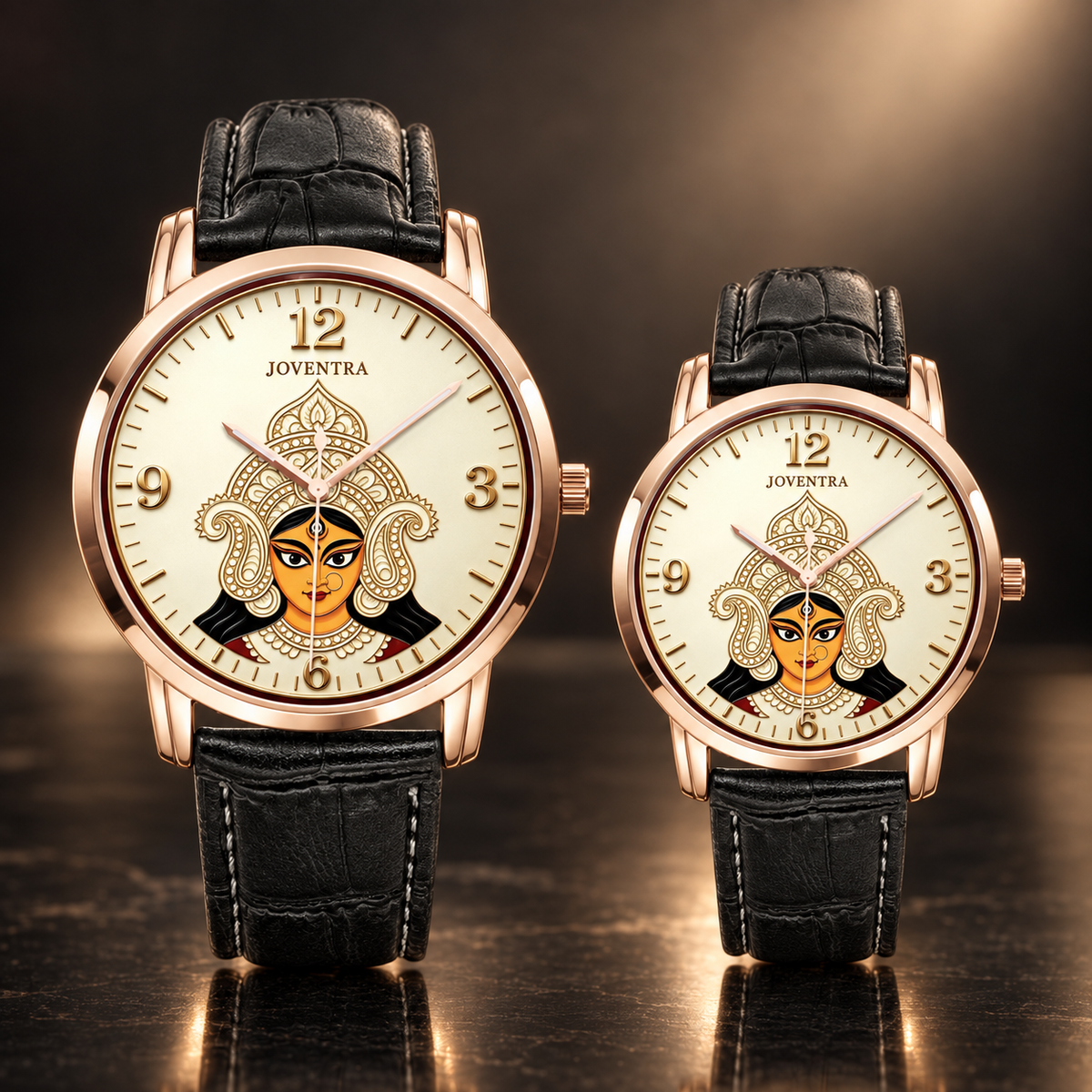Goddess Durga Maa Navratri Special Watch by Joventra — SEIKO quartz wristwatch with Durga face-art dial and leather strap — photo 15