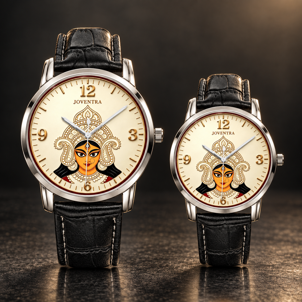 Goddess Durga Maa Navratri Special Watch by Joventra — SEIKO quartz wristwatch with Durga face-art dial and leather strap — photo 16