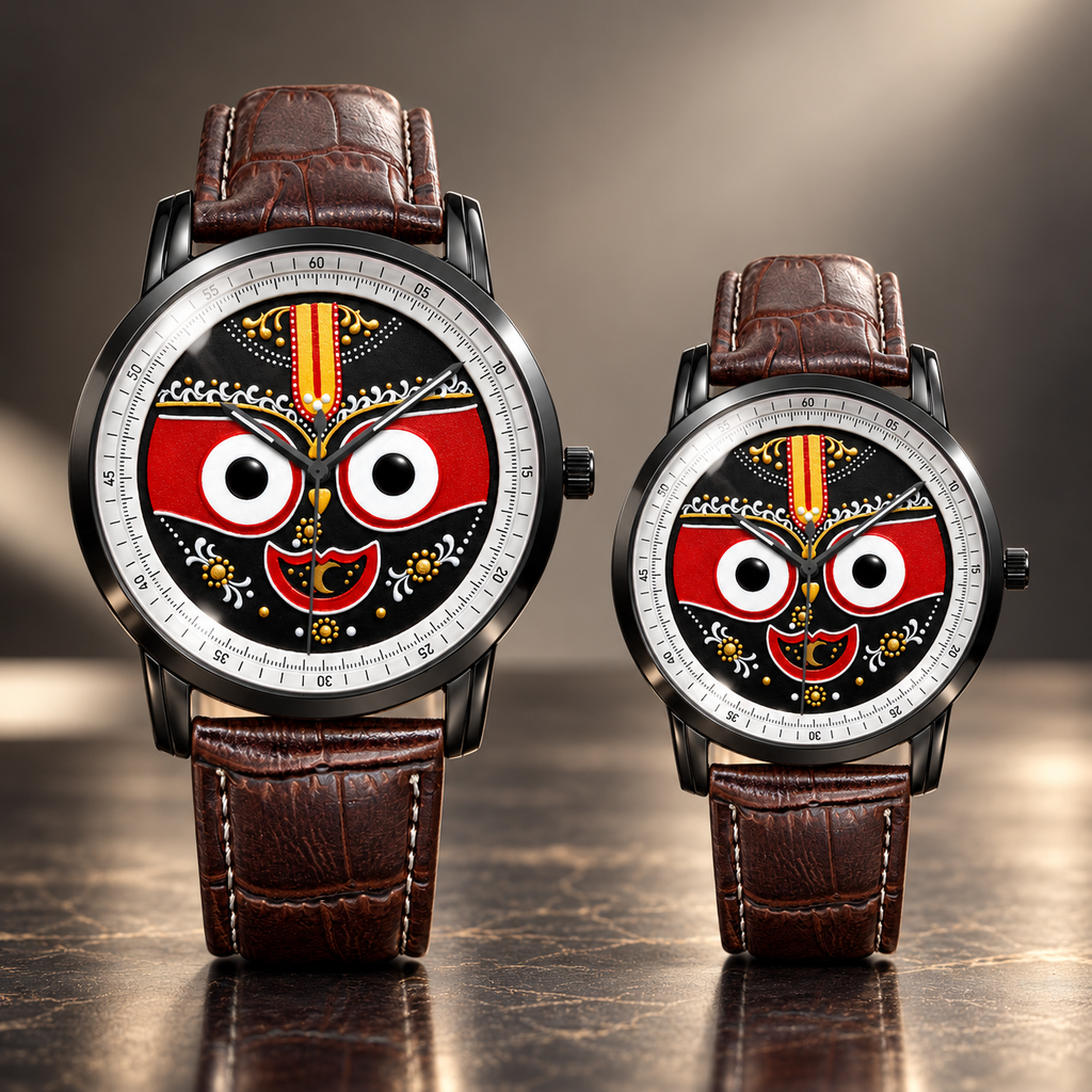 Lord Jagannath Purushottam Divine Heritage Watch by Joventra - SEIKO quartz watch with sacred Pattachitra dial art, studio photo 11 of 12