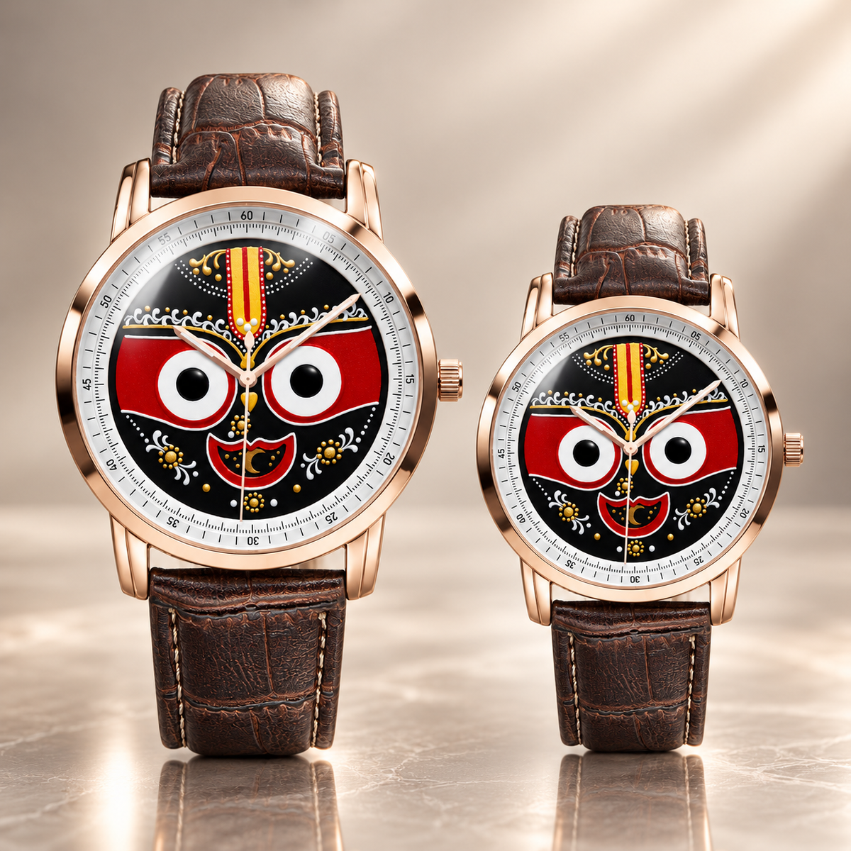 Lord Jagannath Purushottam Divine Heritage Watch by Joventra - SEIKO quartz watch with sacred Pattachitra dial art, studio photo 8 of 12