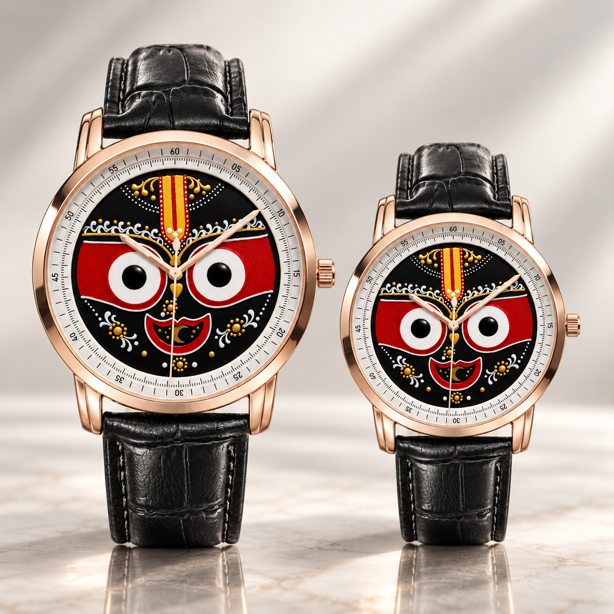 Lord Jagannath Purushottam Divine Heritage Watch by Joventra - SEIKO quartz watch with sacred Pattachitra dial art, studio photo 9 of 12
