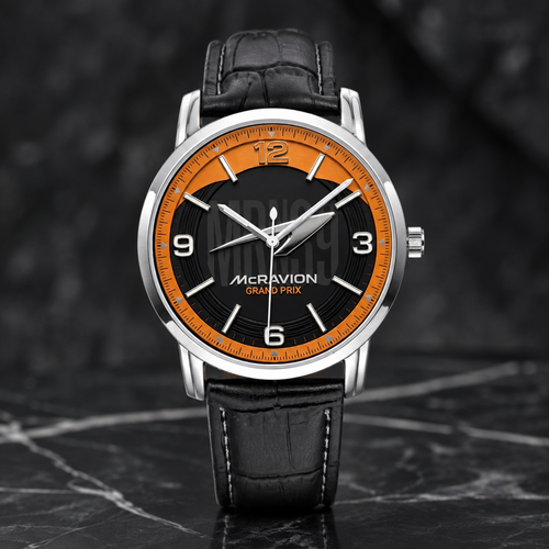 Joventra McRavion Grand Prix Racing Unisex Leather Watch — Silver