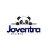 A logo featuring a black panda head peeking over a horizontal line above the words 'Joventra Studio' in dark blue text on a white background.