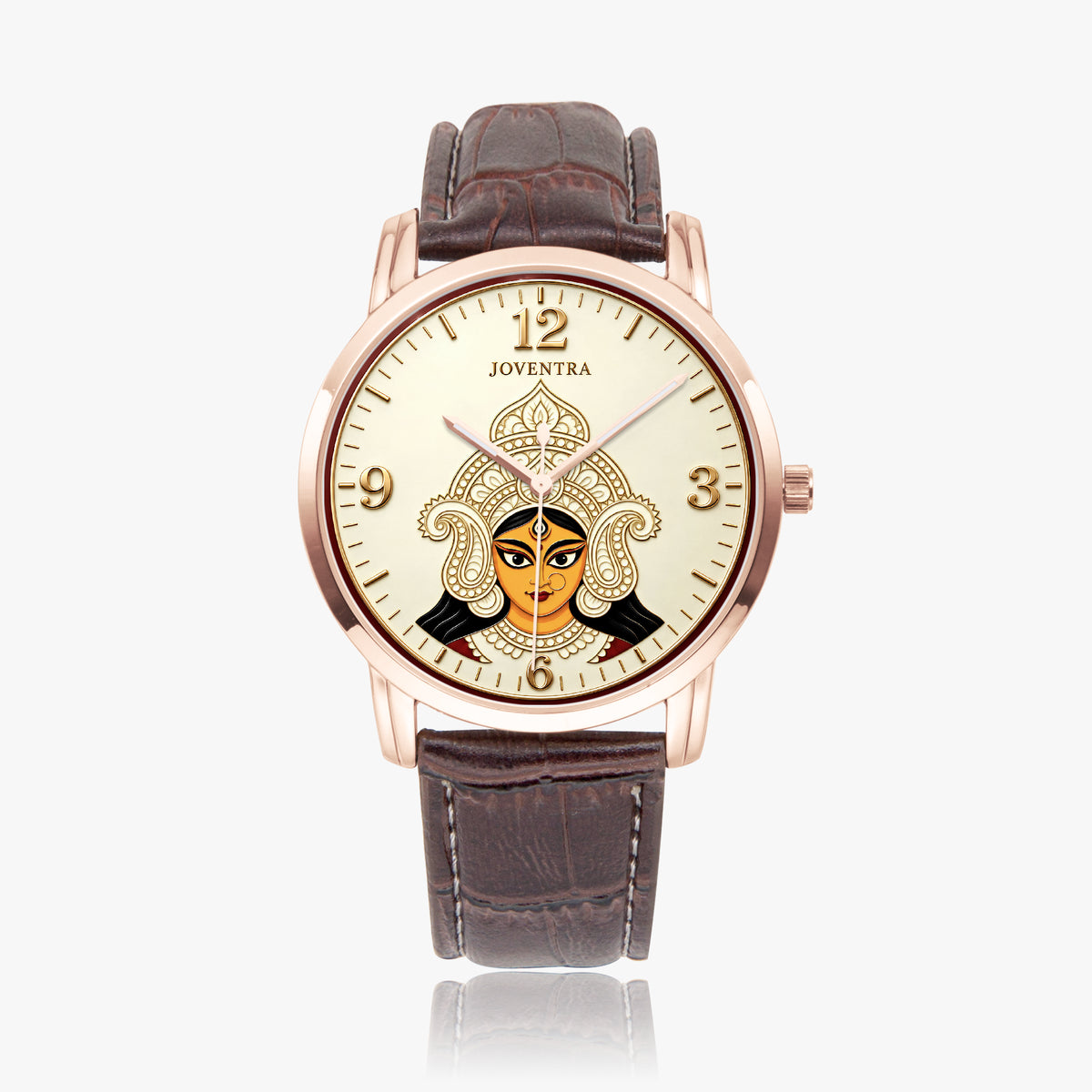 Goddess Durga Maa Navratri Special Watch by Joventra — SEIKO quartz wristwatch with Durga face-art dial and leather strap — photo 17