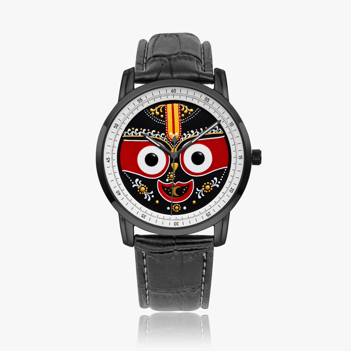 Lord Jagannath Purushottam Divine Heritage Watch by Joventra - 304 stainless steel case with leather strap, detail photo 4 of 13