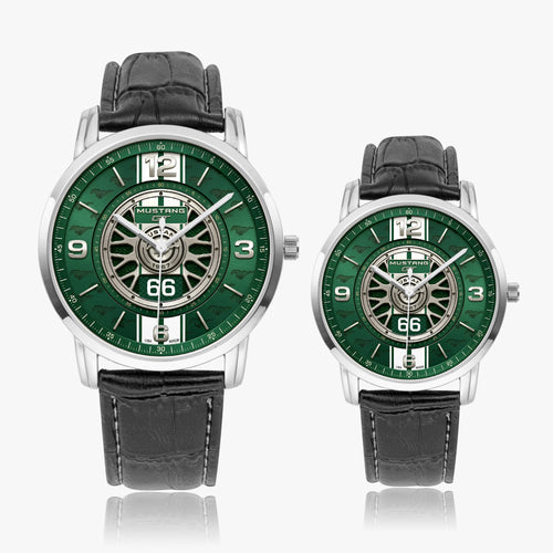 Classic Muscle GT Racing Green Unisex Leather Joventra Watch — Silver