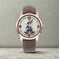Joventra Bugs Bunny inspired streetwear rabbit watch in rose gold case with brown leather strap.