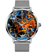 Joventra Celestial Abstract Fluid Art Unisex Stainless Steel Mesh Watch