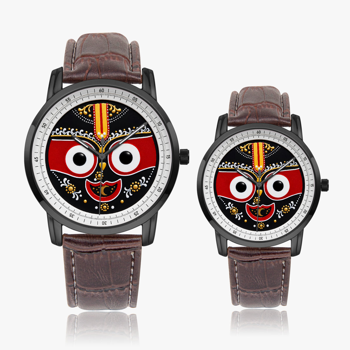 Lord Jagannath Purushottam Divine Heritage Watch by Joventra - 304 stainless steel case with leather strap, detail photo 12 of 13