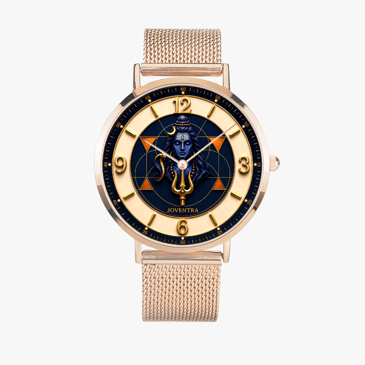 Lord Shiva (Mahadev) Divine Geometry Watch - additional product photo, crescent moon and Trishul engraving detail