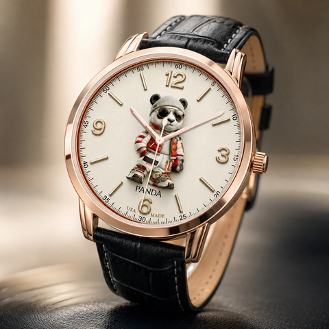 Streetwear Cool Panda Unisex Leather Joventra Watch