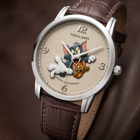 Retro Cat & Mouse Cartoon Duo Unisex Leather Joventra Watch